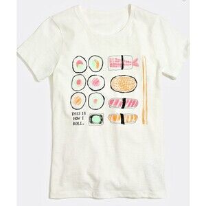 J.Crew "This Is How I Roll" Sushi Graphic Tee Sz M